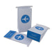 3 airsickness vomit barf bags with a a blue airplane logo on front by The Barf Boutique