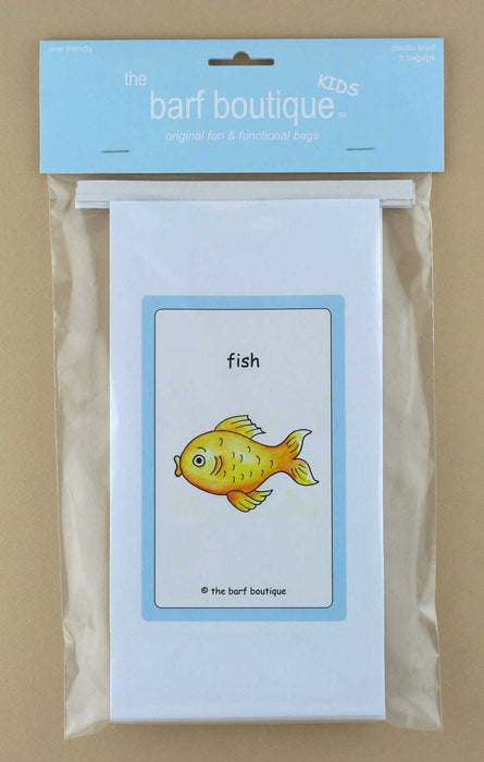 5 pack of kid's sickness bags with a picture of a fish by The Barf Boutique