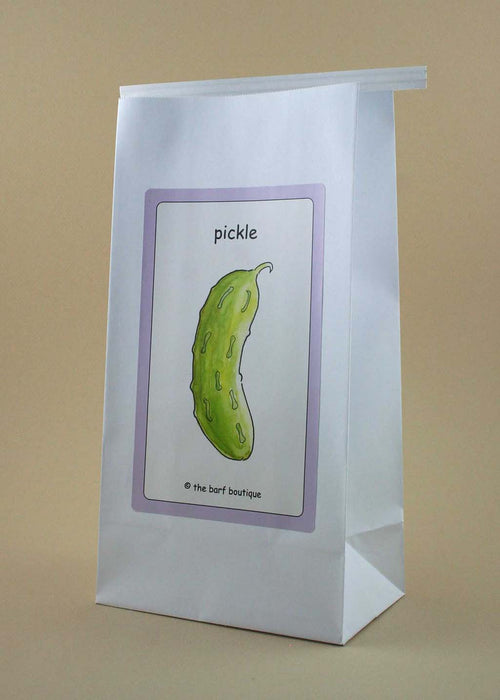 morning sickness vomit bag with a picture of a purple pickle by The Barf Boutique