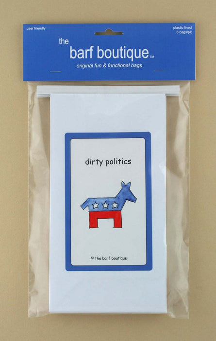 5 pack of novelty vomit barf bags with a picture of a democratic donkey by The Barf Boutique