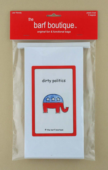 5 pack of novelty vomit barf bags with a picture of a republican elephant by The Barf Boutique