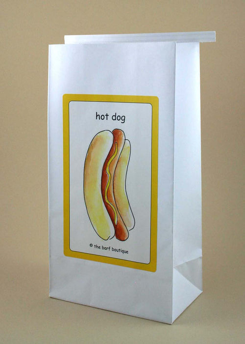 novelty vomit barf bag with a picture of a hot dog by The Barf Boutique