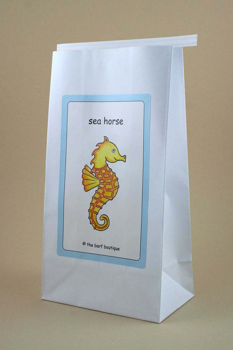 kid's sea sickness bag with a picture of a sea horse by The Barf Boutique