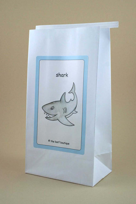 kid's sea sickness bag with a picture of a shark by The Barf Boutique