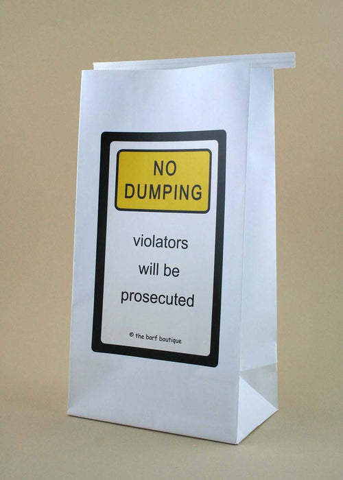 novelty car sickness bag with a no dumping sign by The Barf Boutique