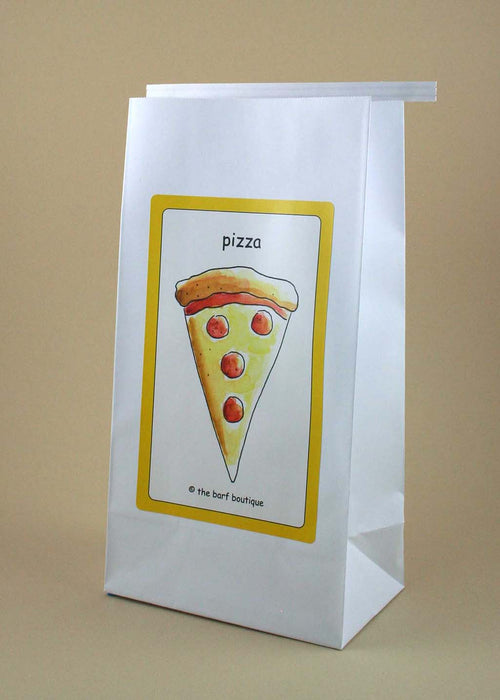 novelty vomit barf bag with a picture of a pizza by The Barf Boutique