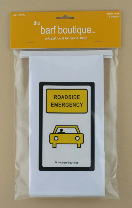 5 pack of novelty car sickness vomit bags by The Barf Boutique
