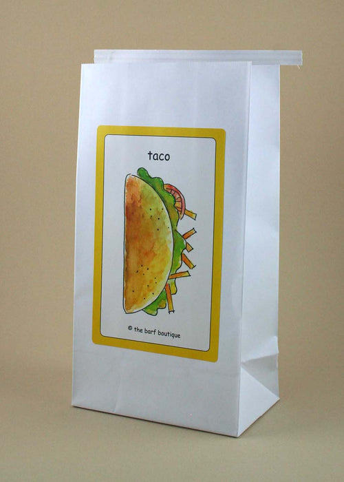 novelty vomit barf bag with a picture of a taco by The Barf Boutique