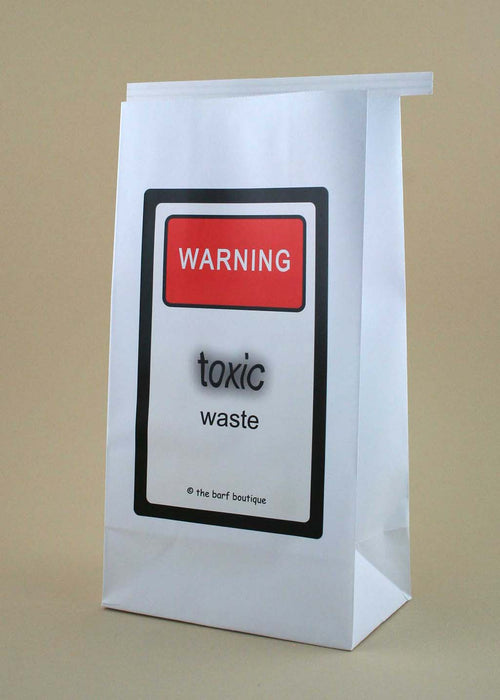 vomit barf bag with a toxic waste sign by The Barf Boutique