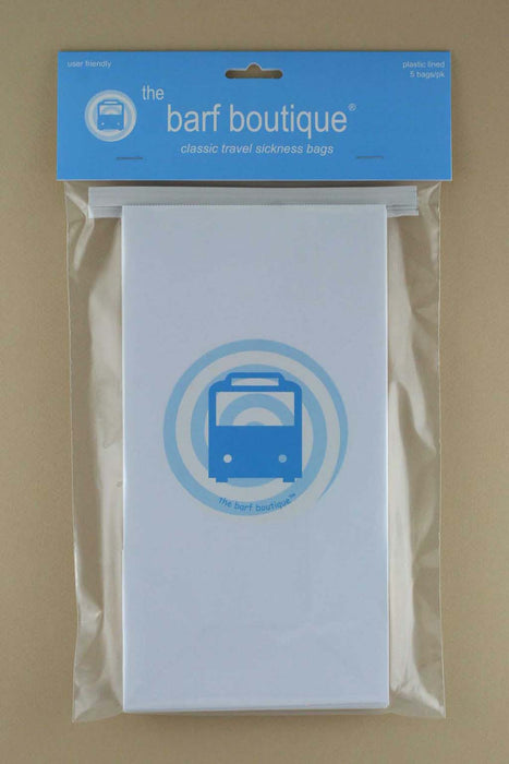 motion sickness bag with vertigo bus design by The Barf Boutique