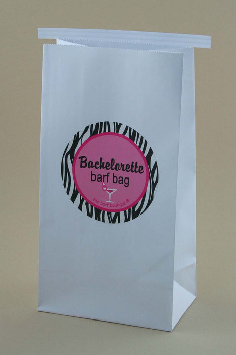 bachelorette party vomit barf bag with zebra design by The Barf Boutique