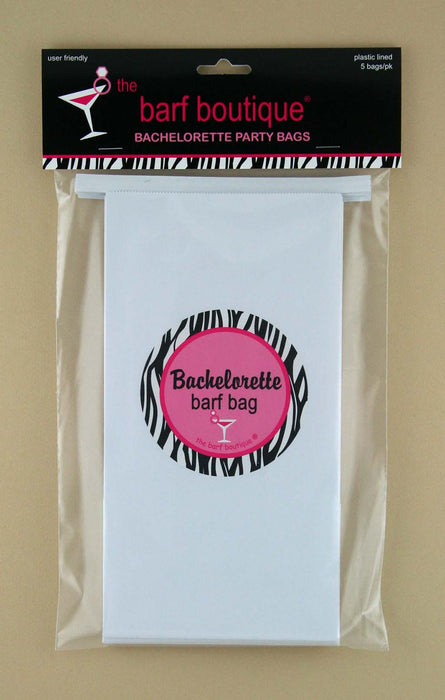5 pack of zebra bachelorette party vomit barf bags by The Barf Boutique
