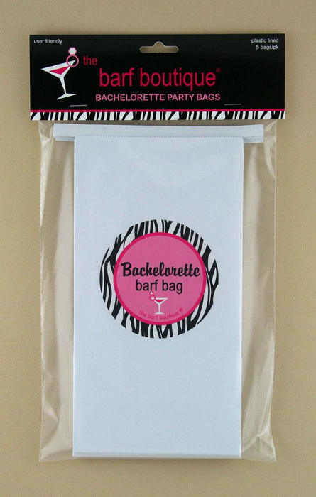 5 pack of zebra bachelorette party vomit barf bags by The Barf Boutique